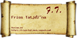 Friss Tatjána névjegykártya